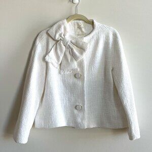 Kate Spade White Tweed Cropped Jacket Sz 10